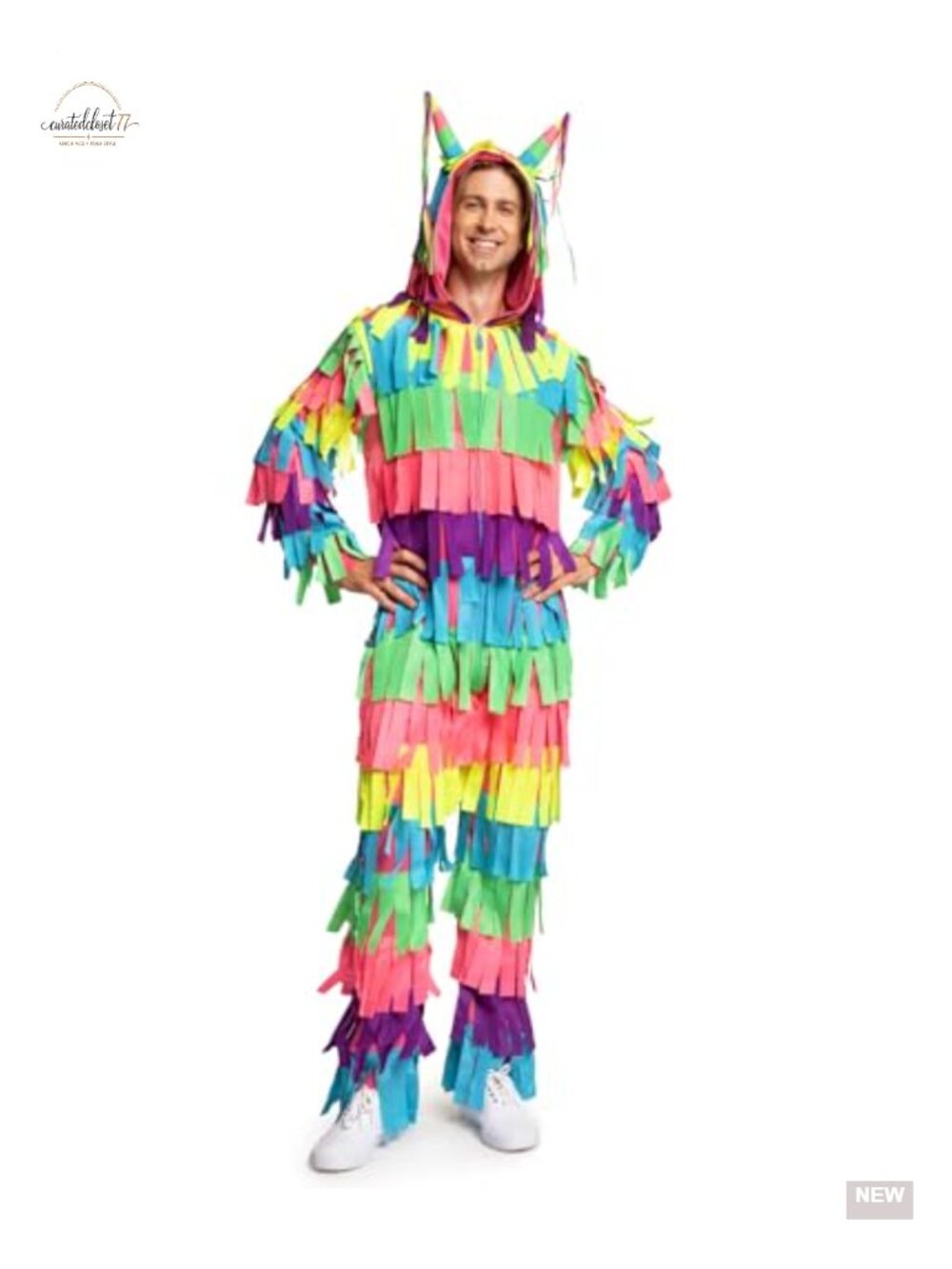 Men's Pinata Jumpsuit Halloween Costume Ribbon Fringe Hooded